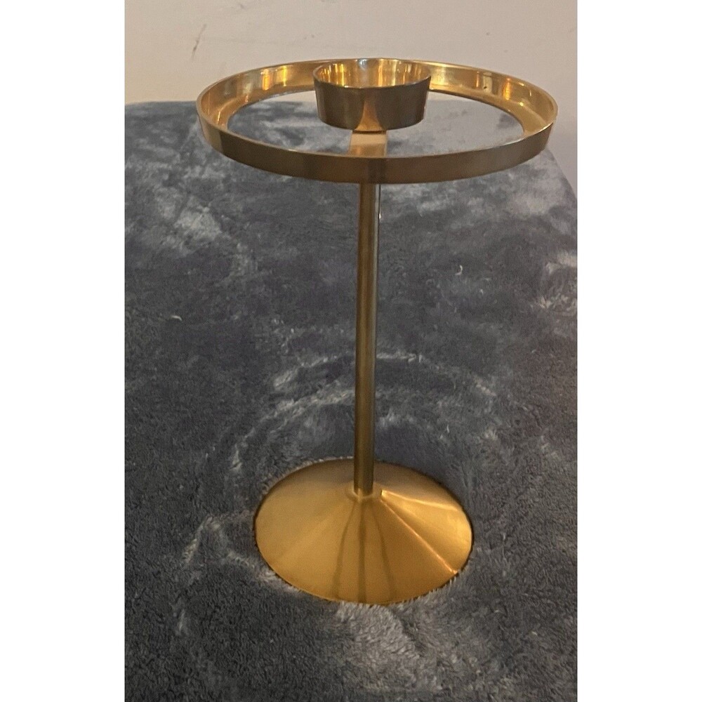 Vintage Solid Brass Candlestick Holder Tapered MCM 10'' Tall Patina India